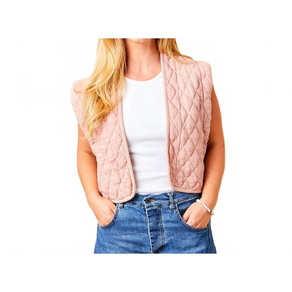 NEW SUZY D carrie quilted waistcoat in antique rose